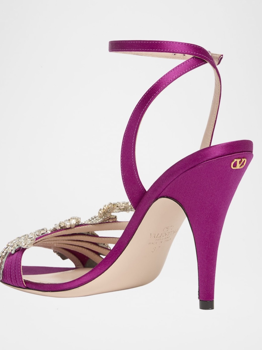 Valentino Garavani Ladycrush Strass Flower Ankle-Strap Sandals - Picture 3 of 4